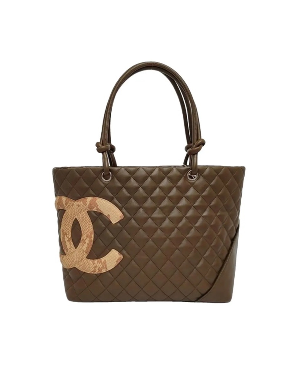 Vintage CHANEL Cambon Quilted Leather Tote Shoulder Bag